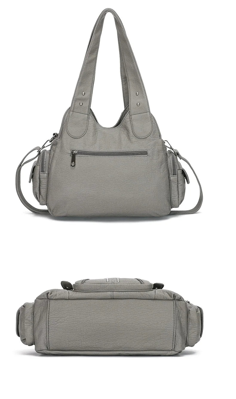 Classic Leather Big-Capacity Satchel Bag