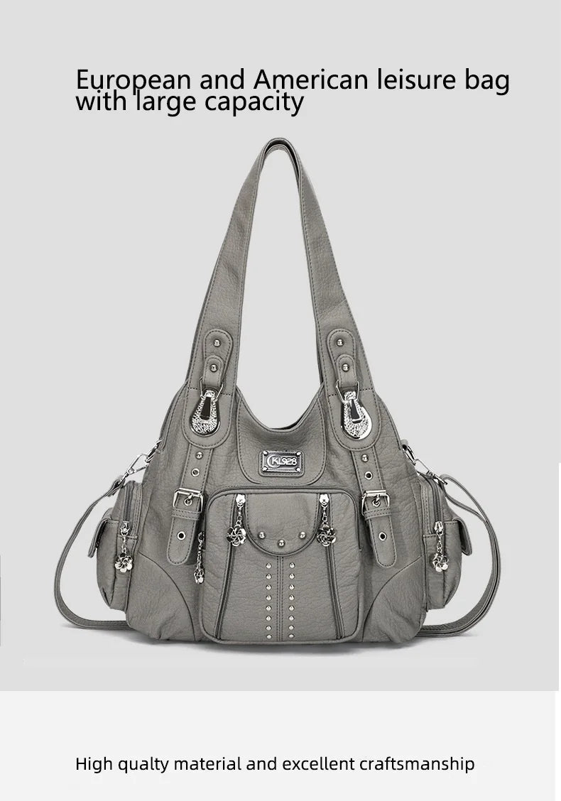 Classic Leather Big-Capacity Satchel Bag