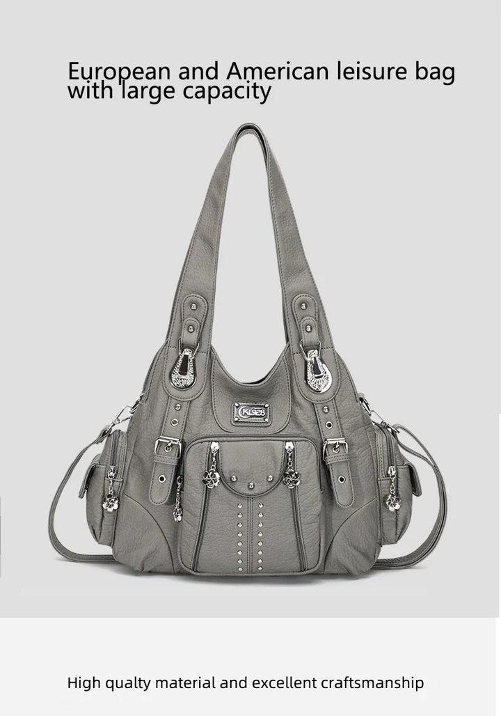 Classic Leather Big-Capacity Satchel Bag
