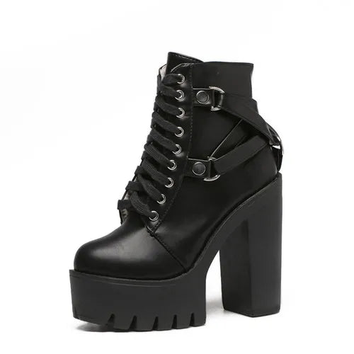 Lace-Up Soft Leather Ankle Boots
