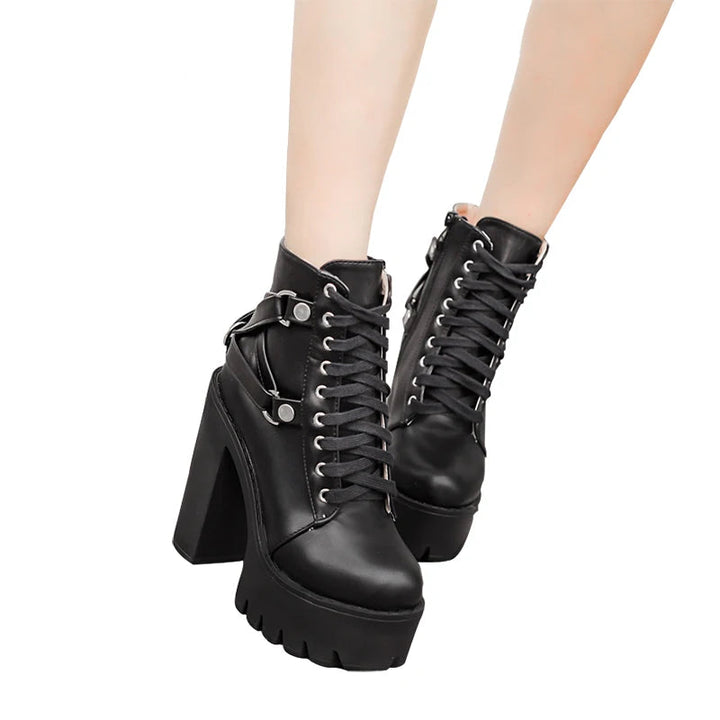 Lace-Up Soft Leather Ankle Boots