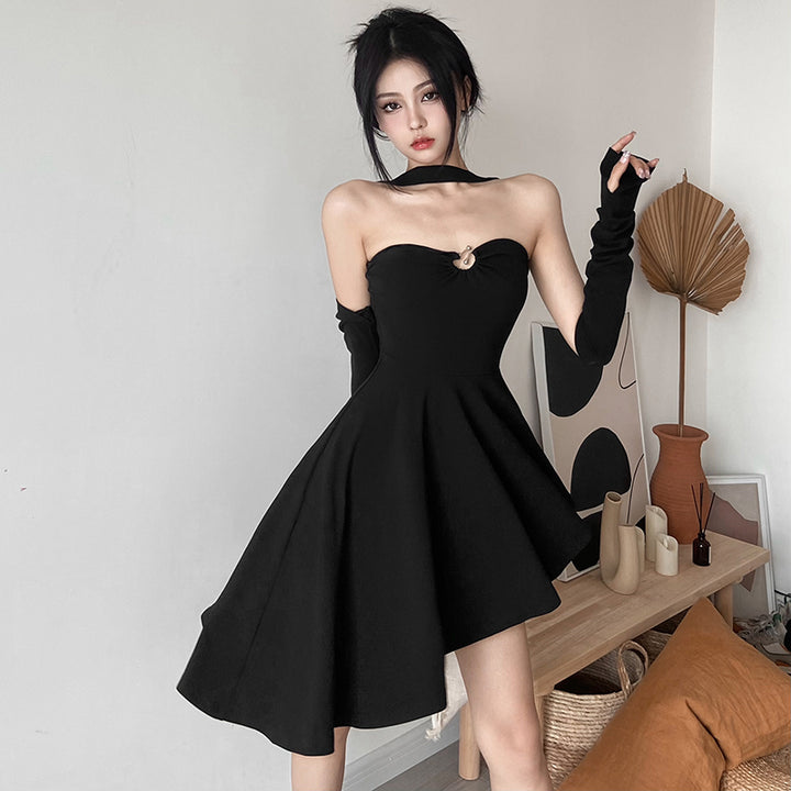 Niche Irregular Slimming Short Dress