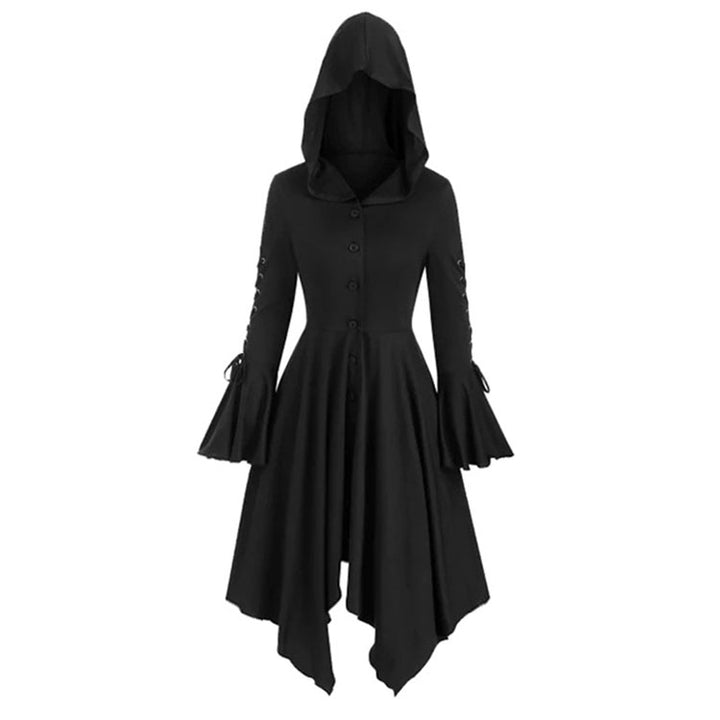 Medieval Hooded Lace-Up Pullover Dress