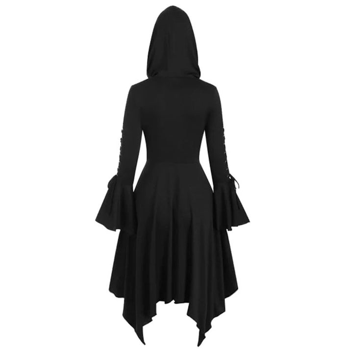 Medieval Hooded Lace-Up Pullover Dress