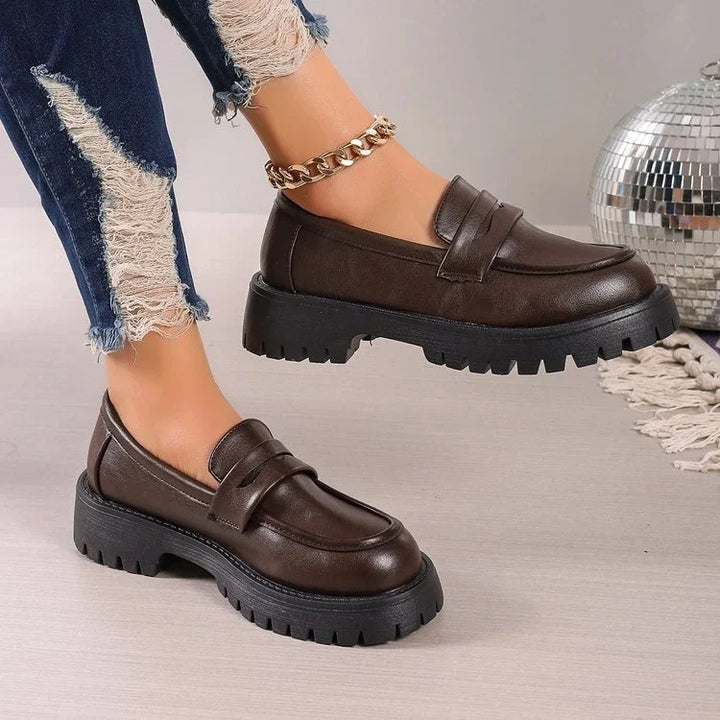Brown Chunky Platform Loafers