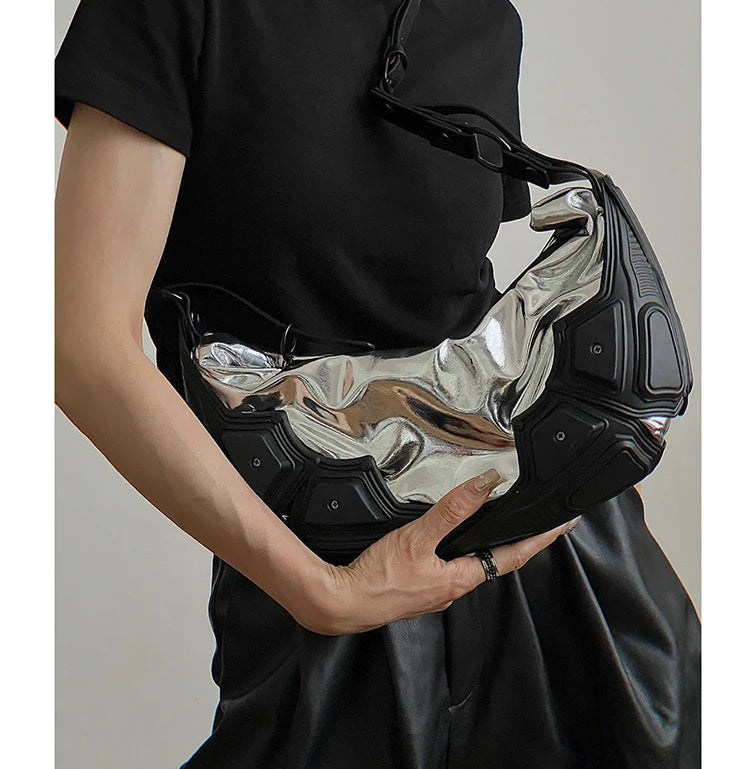 Multipocket PU Leather Punk Tote Bag