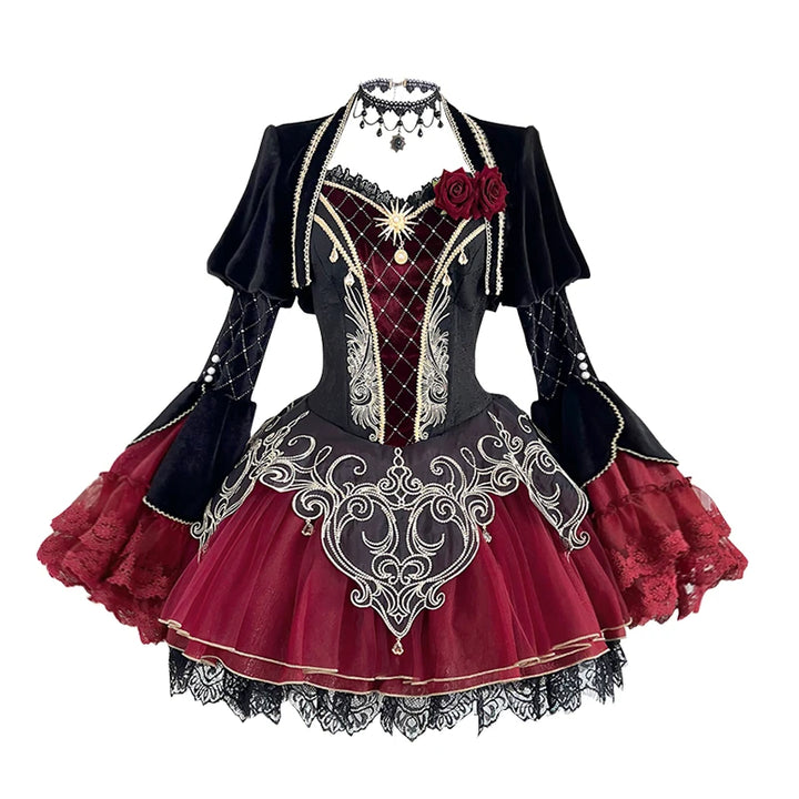 Lace Spliced Sling Punk Dress Set