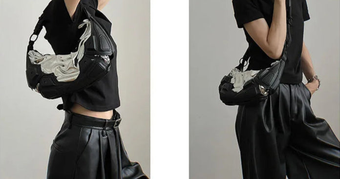 Multipocket PU Leather Punk Tote Bag