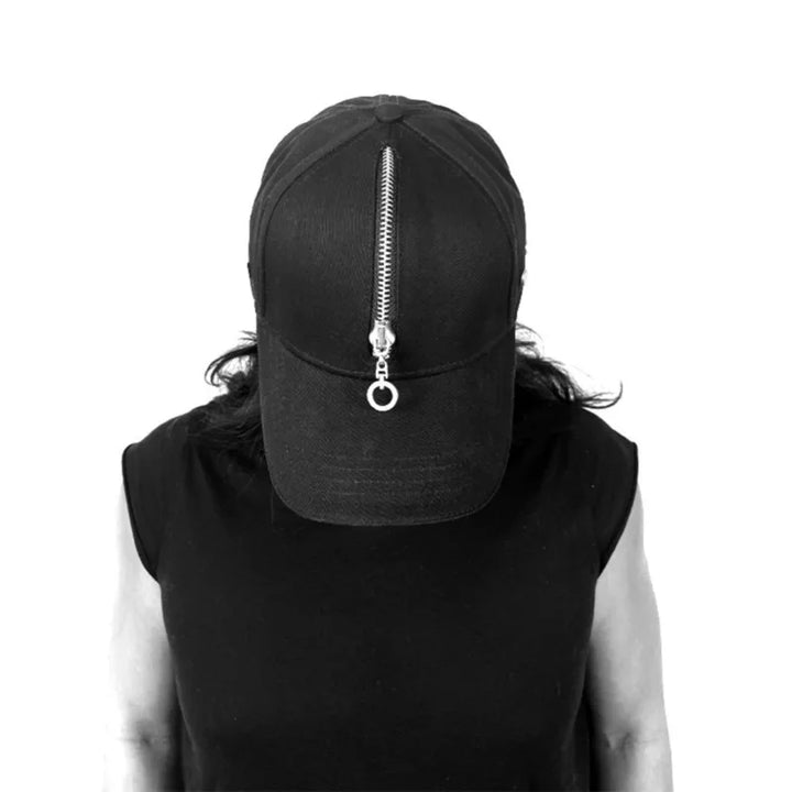 Dark Trend Zipper Peaked Cap