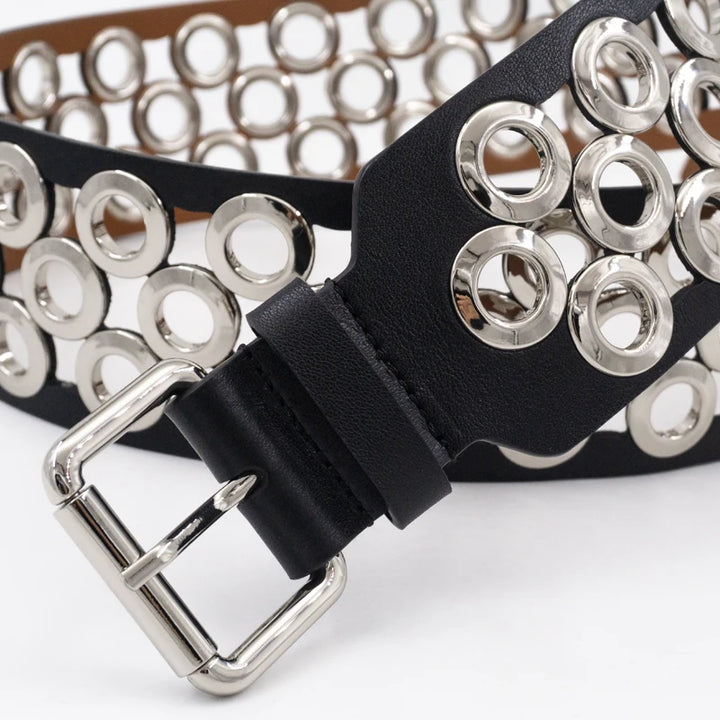 Silver Buckle Cowhide Belt