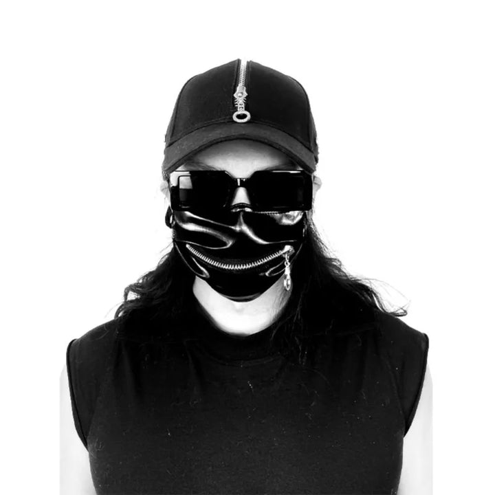 Dark Trend Zipper Peaked Cap