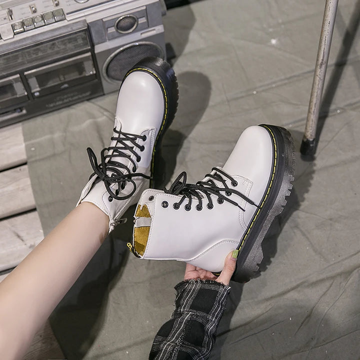 Casual Leather Platform Boots