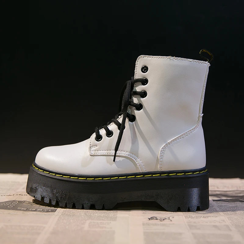 Casual Leather Platform Boots