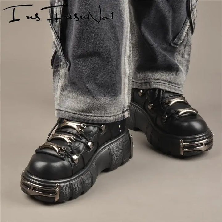 Chunky Rock Style Metal Toe Sneakers