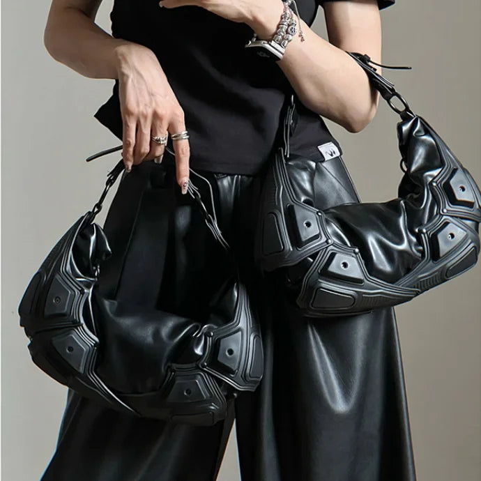 Multipocket PU Leather Punk Tote Bag