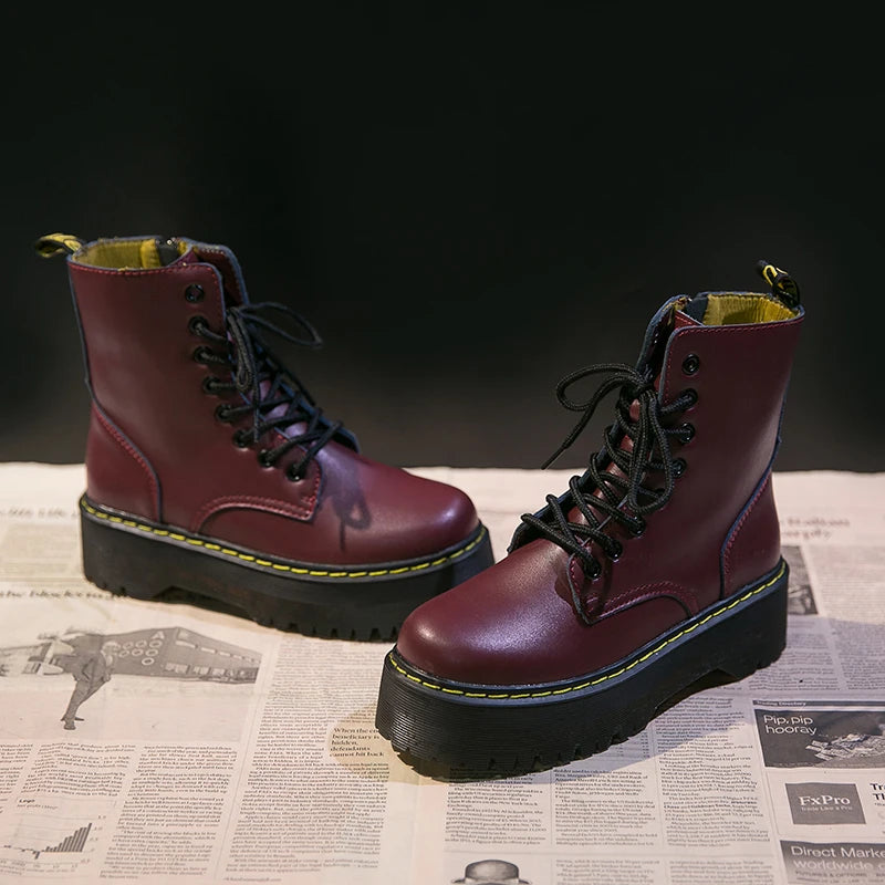 Casual Leather Platform Boots