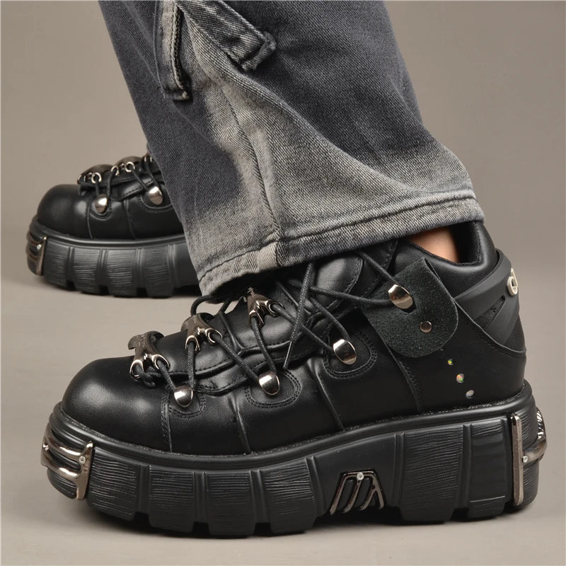 Chunky Rock Style Metal Toe Sneakers