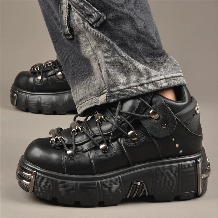 Chunky Rock Style Metal Toe Sneakers