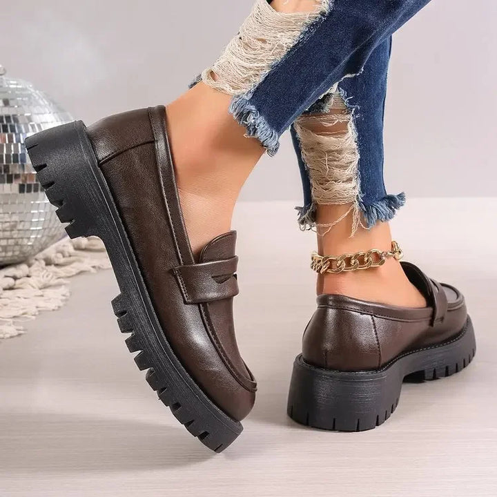 Brown Chunky Platform Loafers