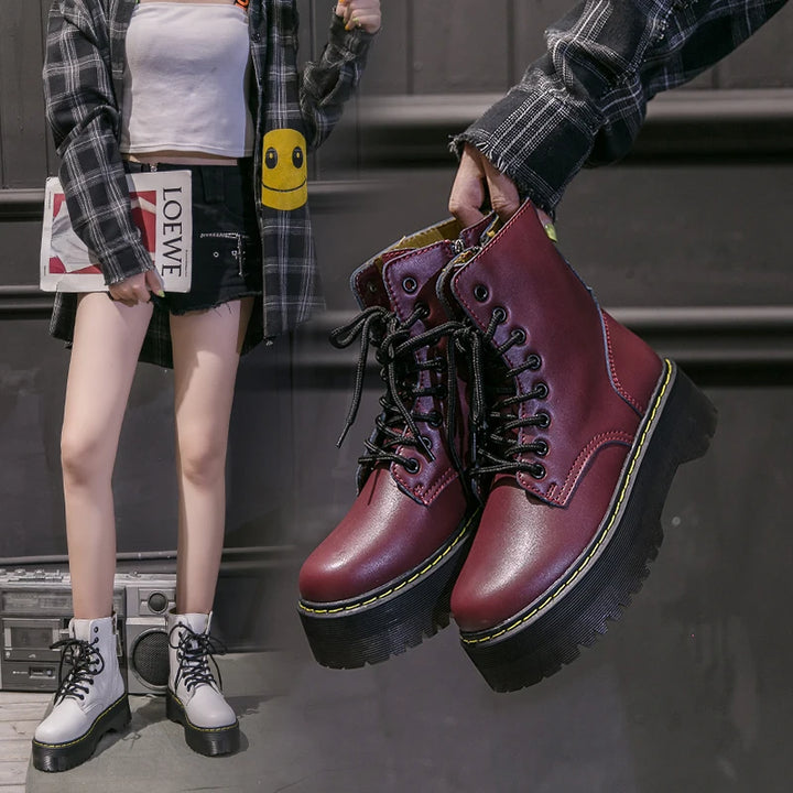 Casual Leather Platform Boots