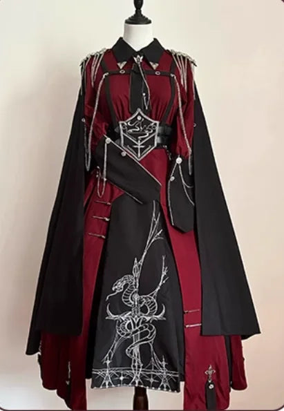 Military Style Shawl Coat Punk Dress