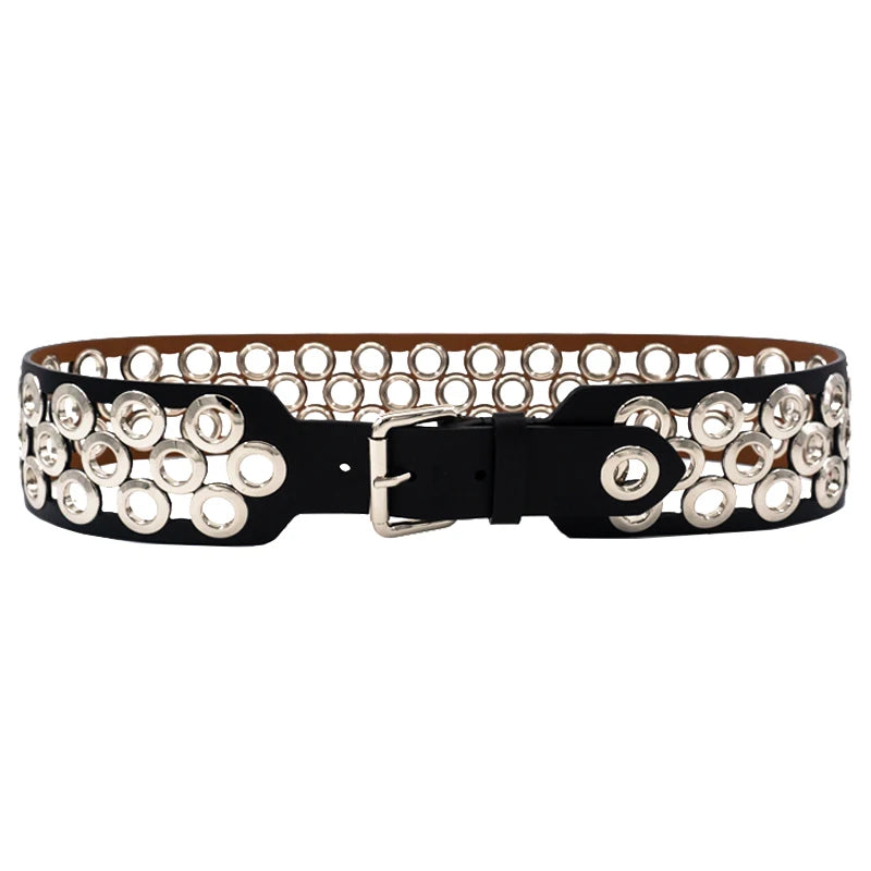 Silver Buckle Cowhide Belt