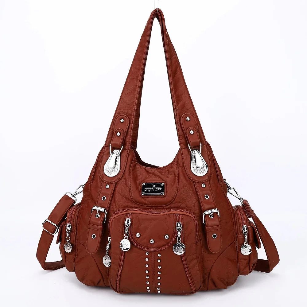 Classic Leather Big-Capacity Satchel Bag