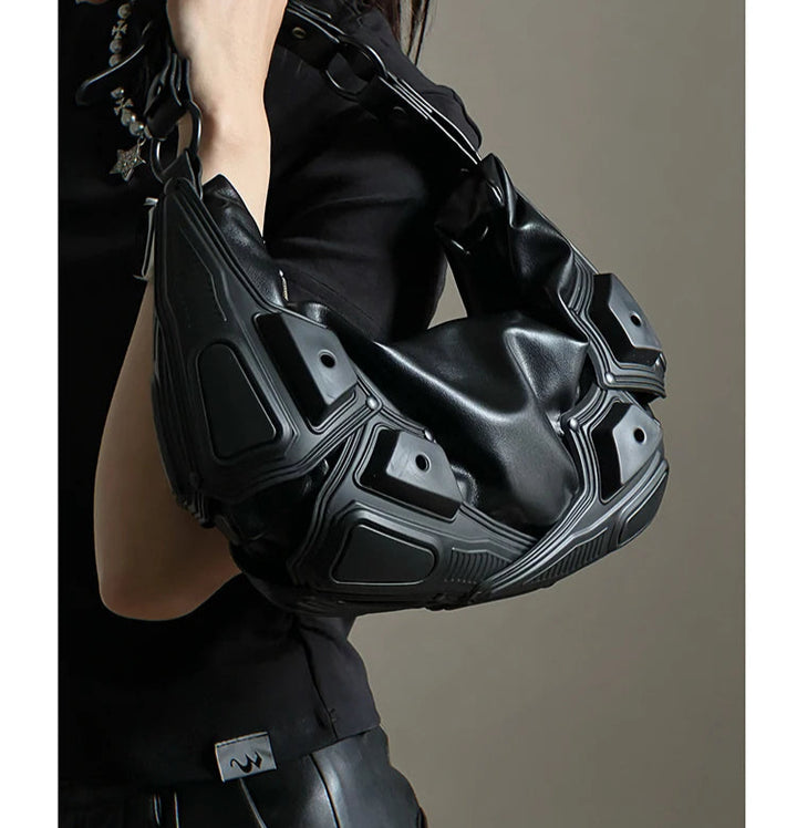 Multipocket PU Leather Punk Tote Bag