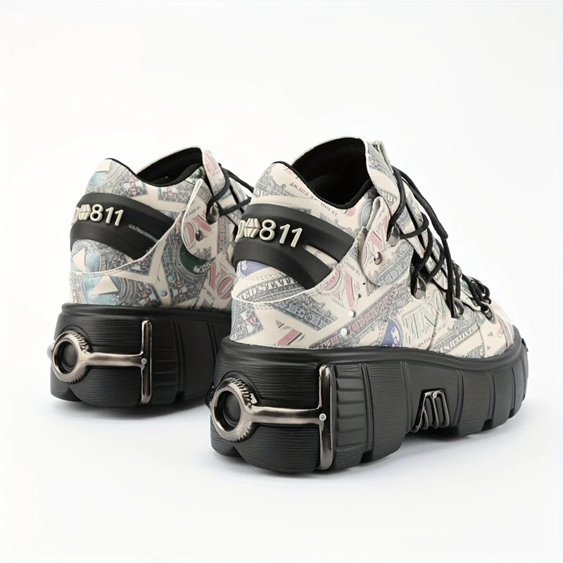 Chunky Rock Style Metal Toe Sneakers