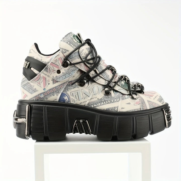 Chunky Rock Style Metal Toe Sneakers