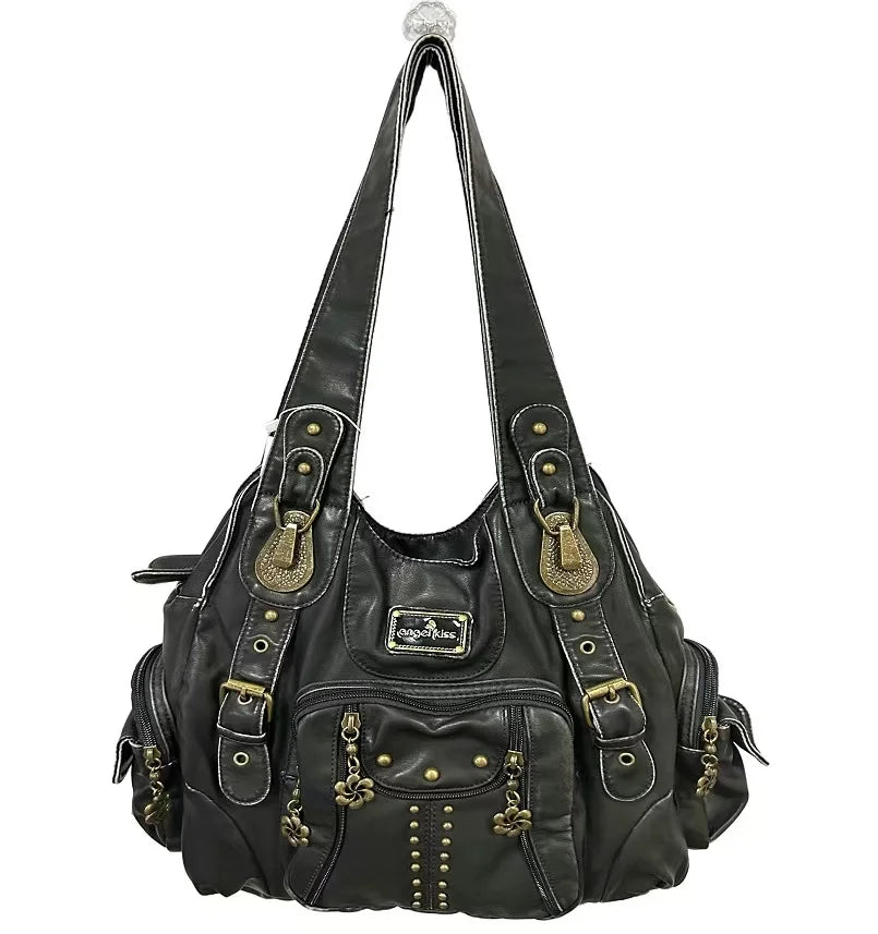 Classic Leather Big-Capacity Satchel Bag