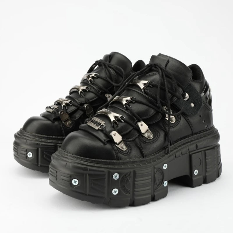 Chunky Rock Style Metal Toe Sneakers