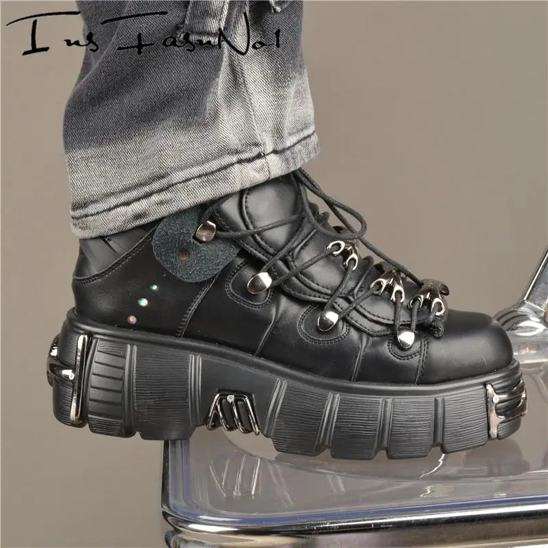 Chunky Rock Style Metal Toe Sneakers