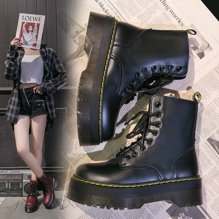 Casual Leather Platform Boots