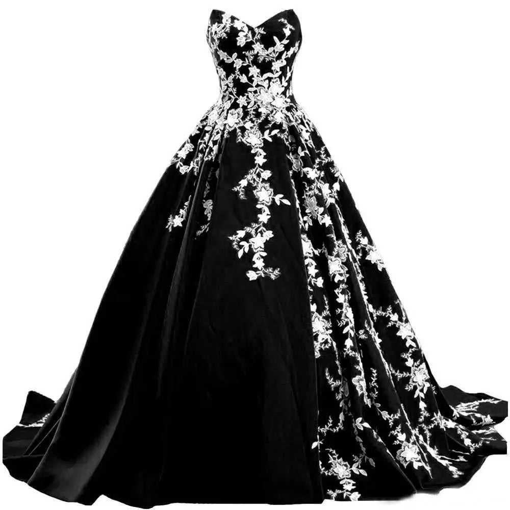 Sweetheart Strapless Gothic Wedding Dress