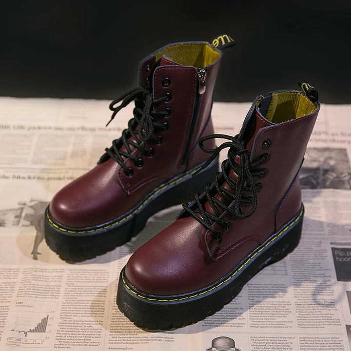 Casual Leather Platform Boots