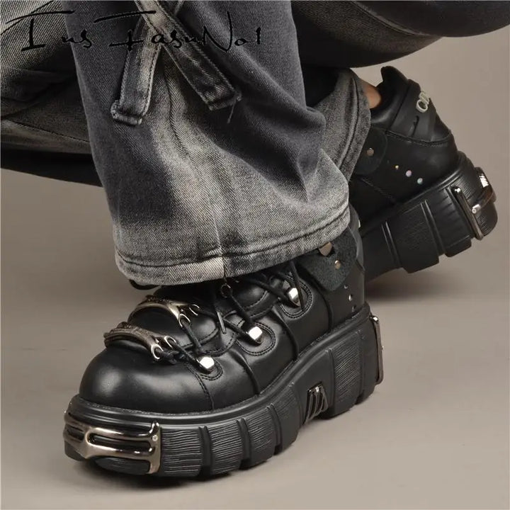 Chunky Rock Style Metal Toe Sneakers