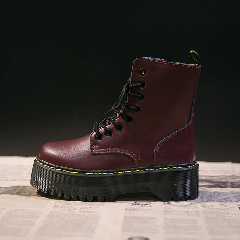 Casual Leather Platform Boots