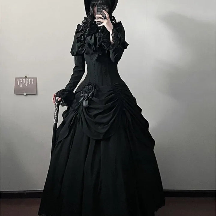 Fishbone Lace Hem Belted Skirt