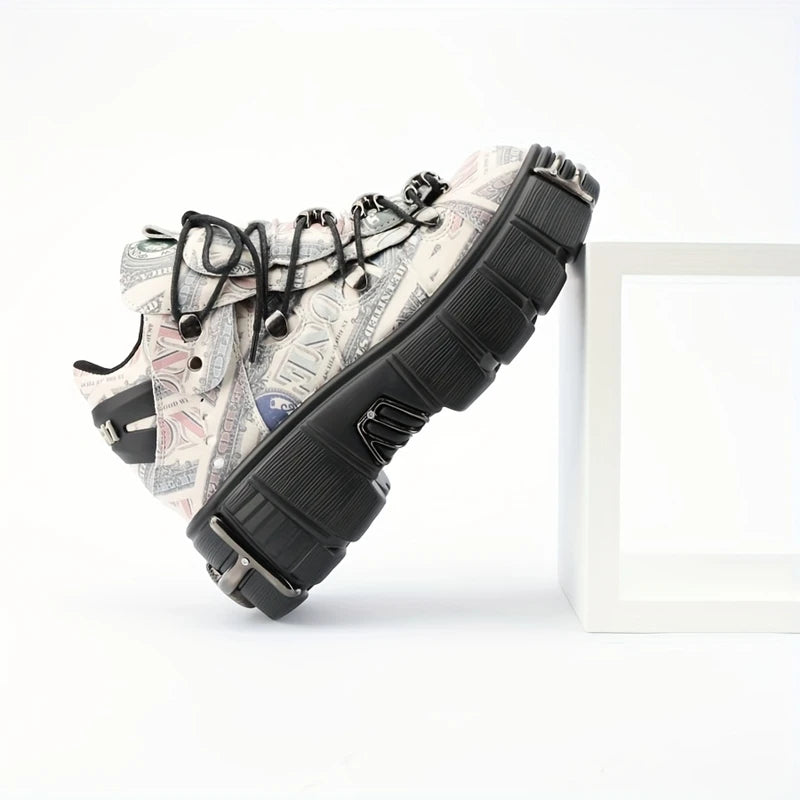 Chunky Rock Style Metal Toe Sneakers