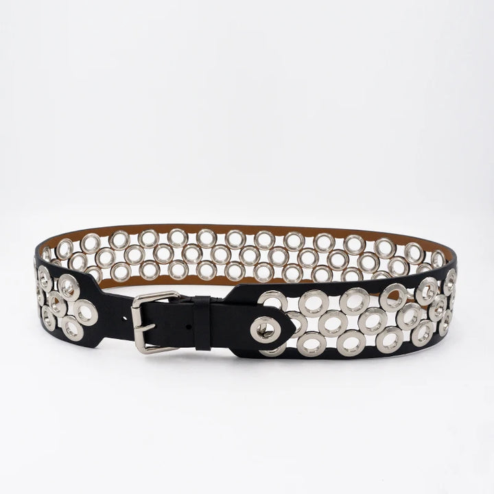 Silver Buckle Cowhide Belt
