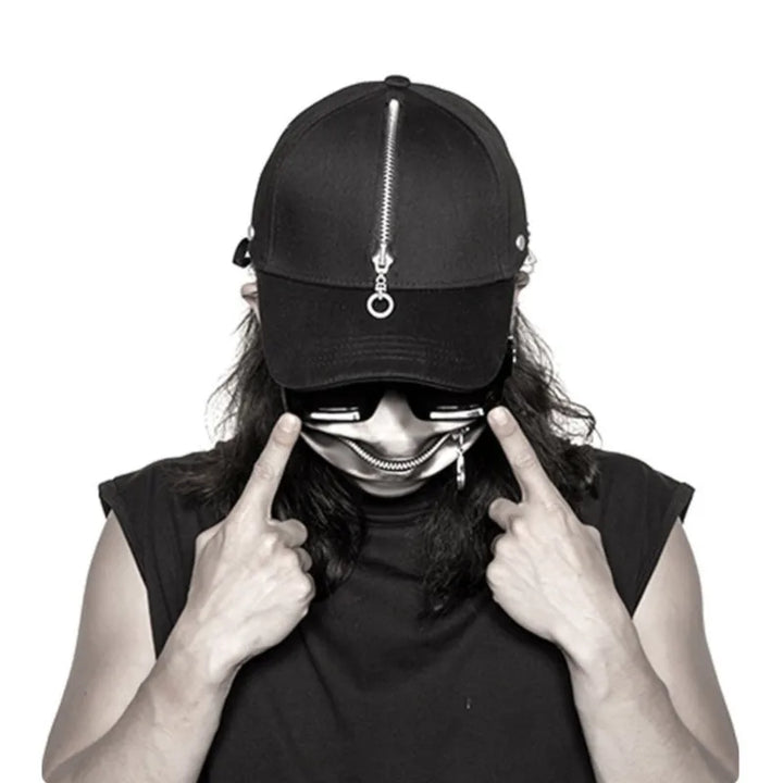 Dark Trend Zipper Peaked Cap
