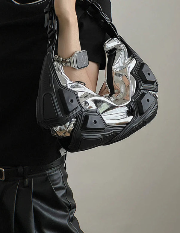 Multipocket PU Leather Punk Tote Bag