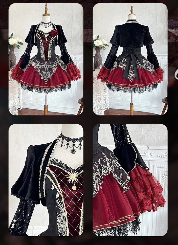Lace Spliced Sling Punk Dress Set