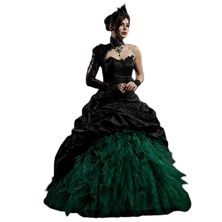 Green Tiered Ruffle Prom Dress