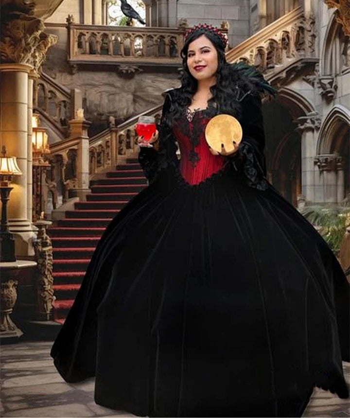 Customizable Gothic Black & Red Wedding Dress