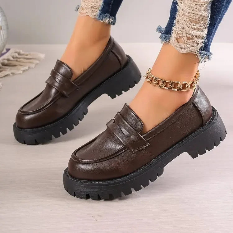 Brown Chunky Platform Loafers