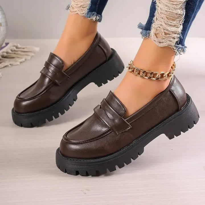 Brown Chunky Platform Loafers