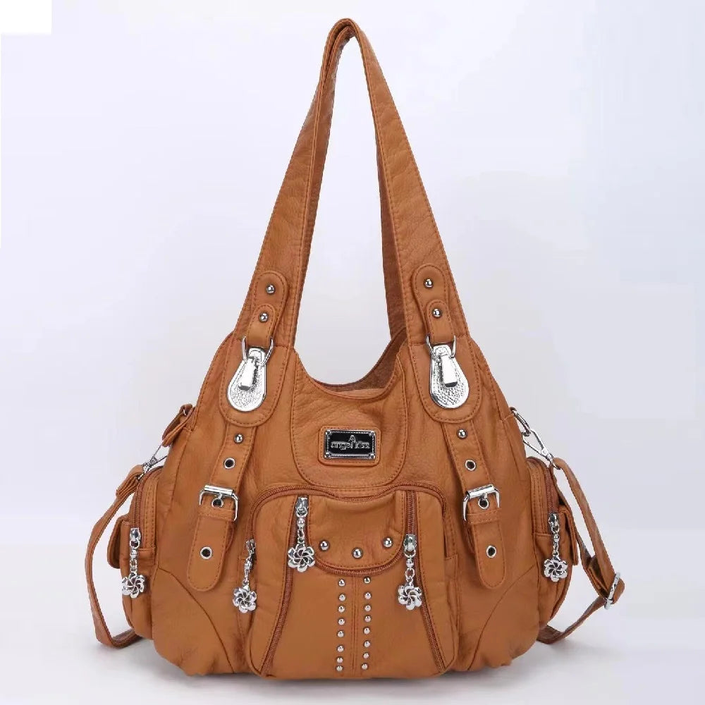 Classic Leather Big-Capacity Satchel Bag
