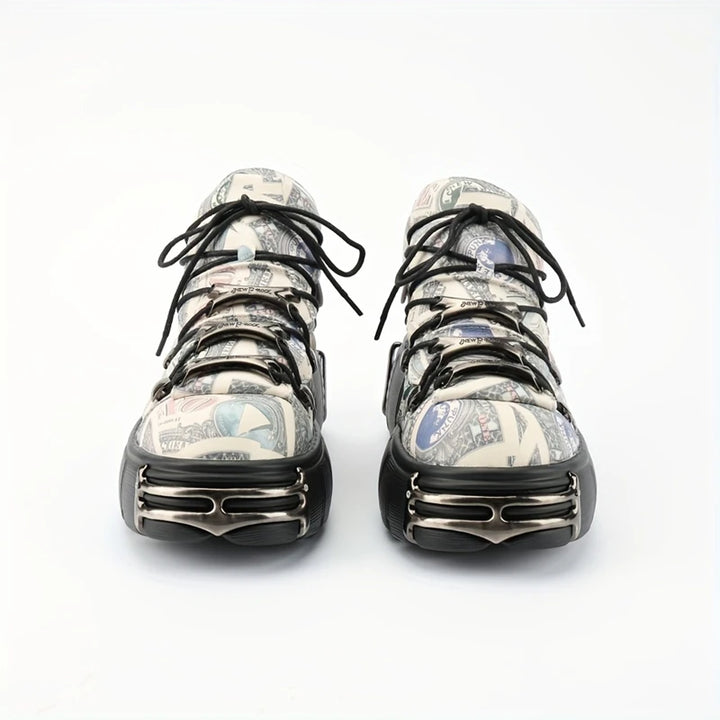 Chunky Rock Style Metal Toe Sneakers
